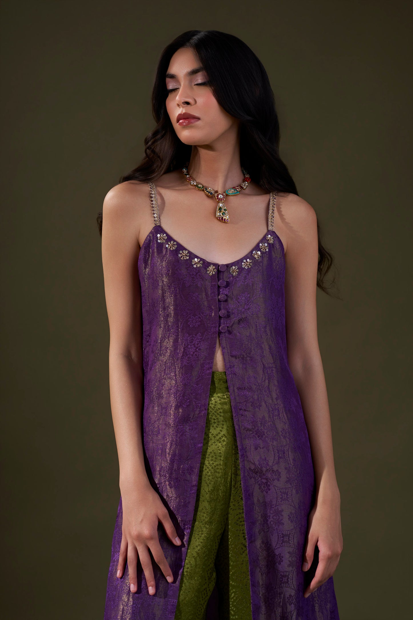 Purple And Green Co-ord Set