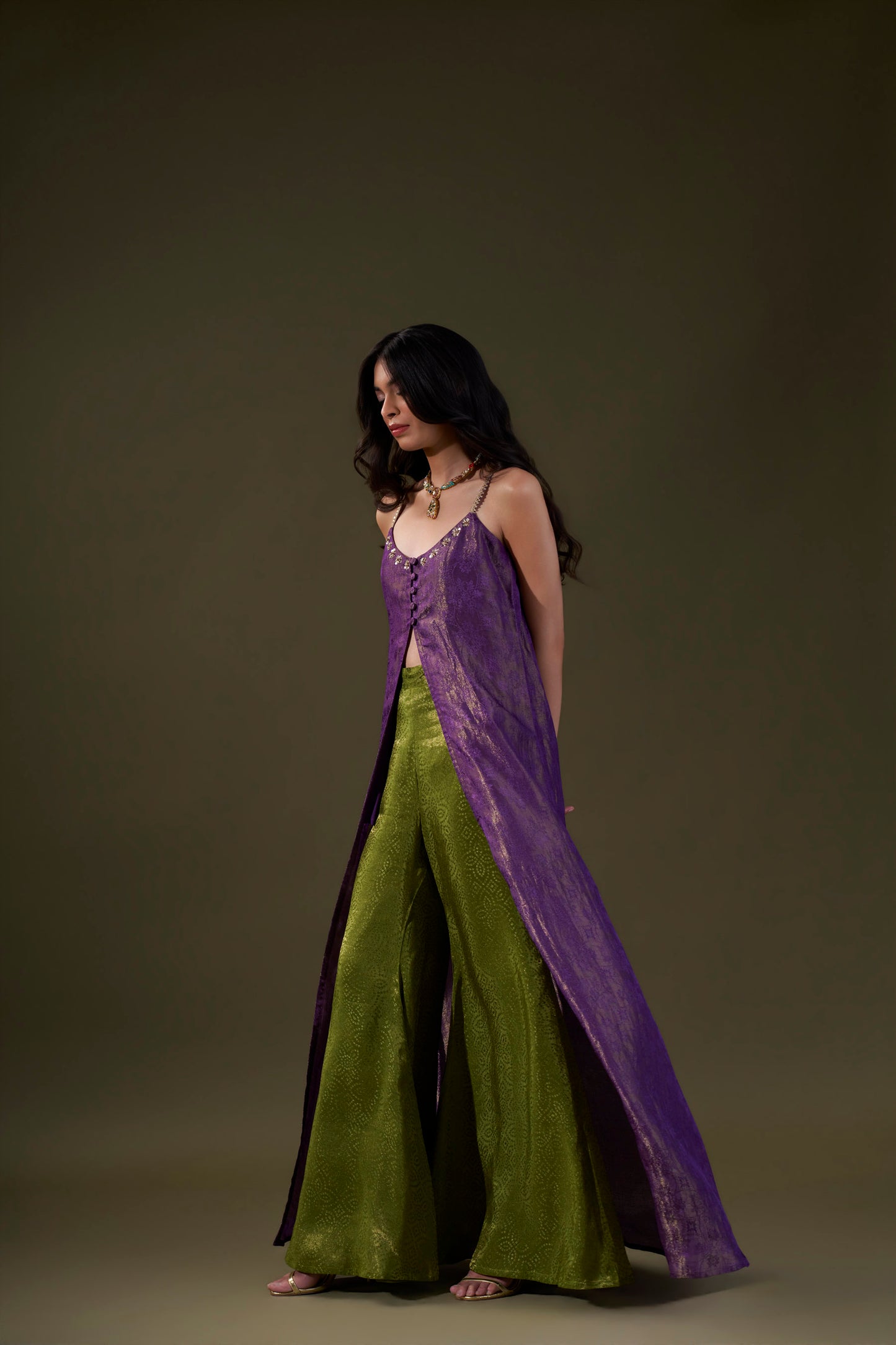 Purple And Green Co-ord Set
