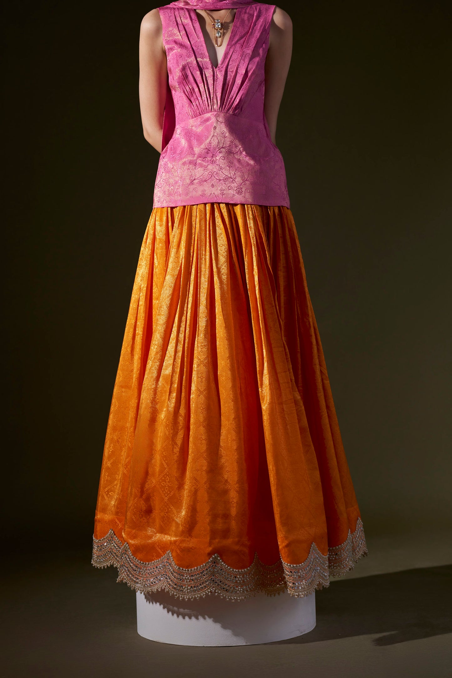 Pink Top With Orange Skirt