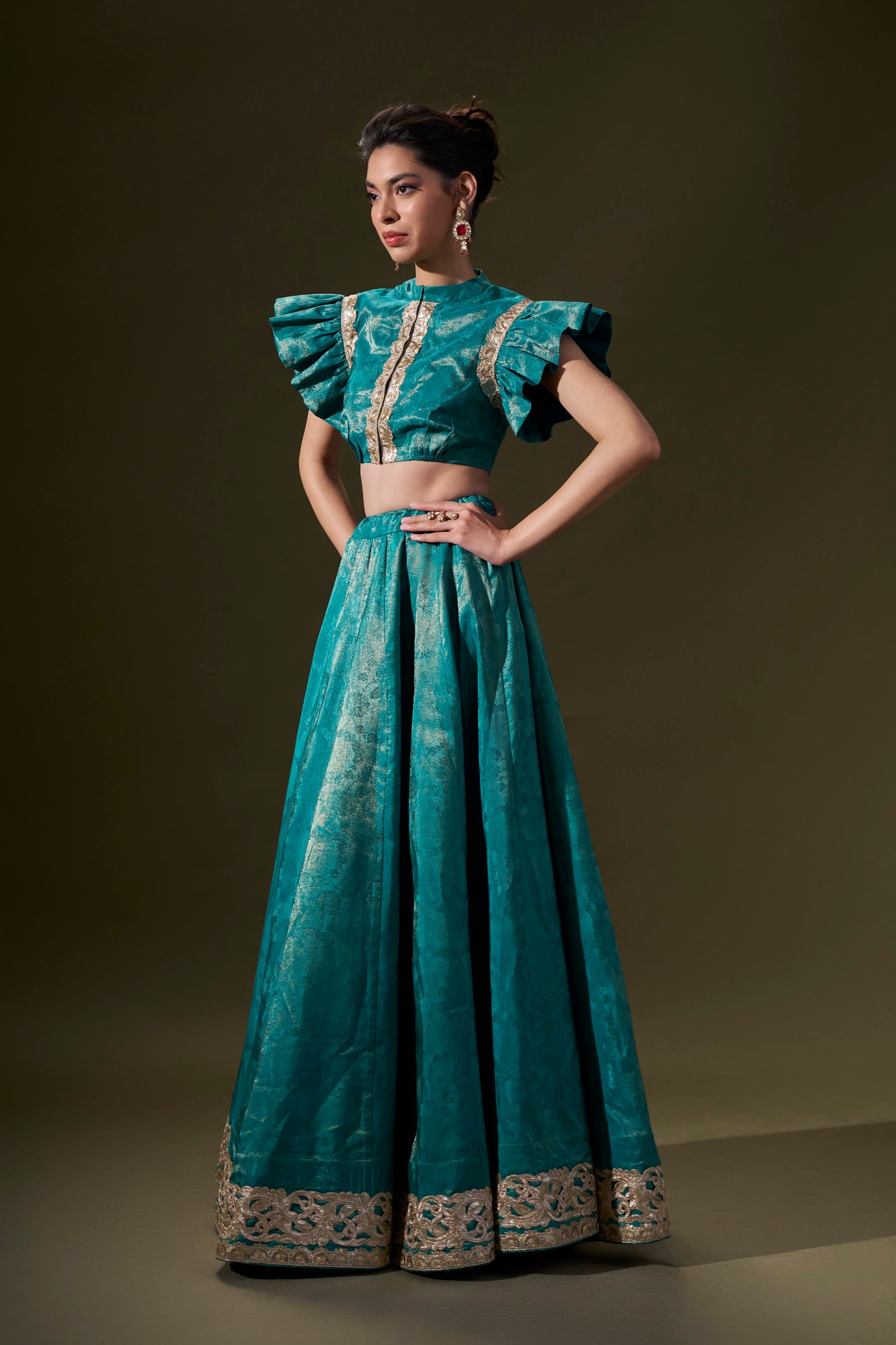 Teal Blue Top With Skirt