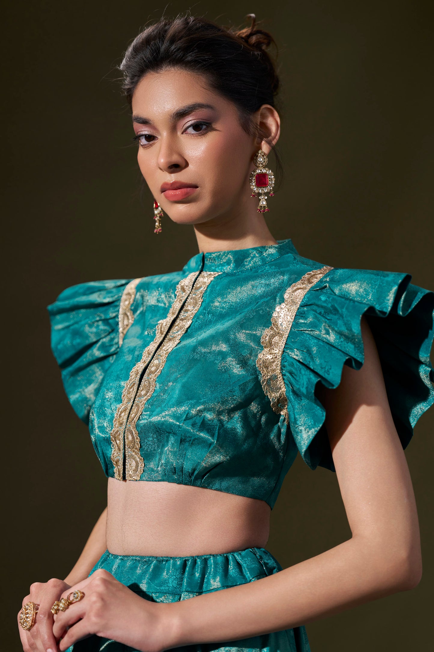 Teal Blue Top With Skirt