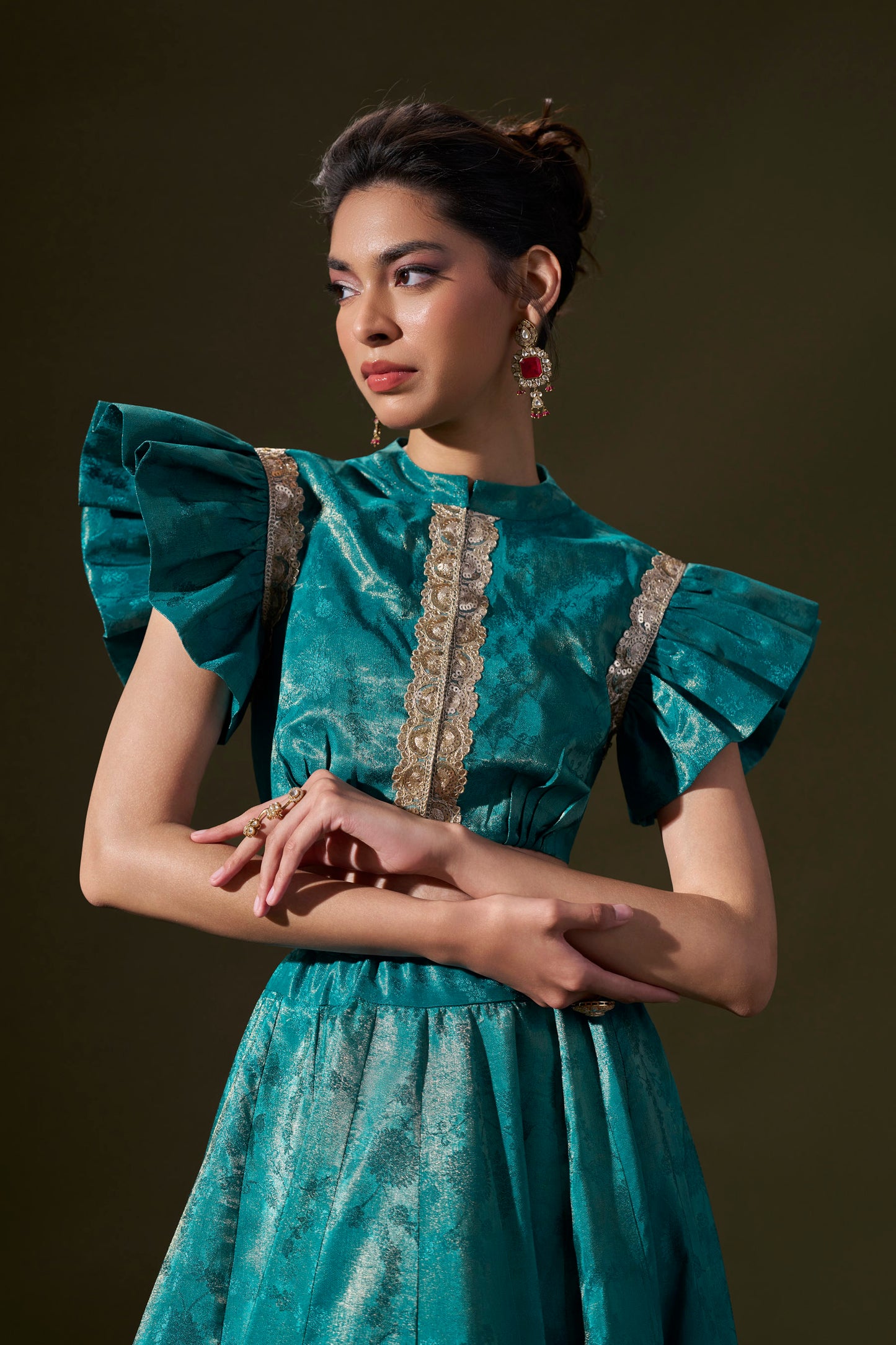 Teal Blue Top With Skirt