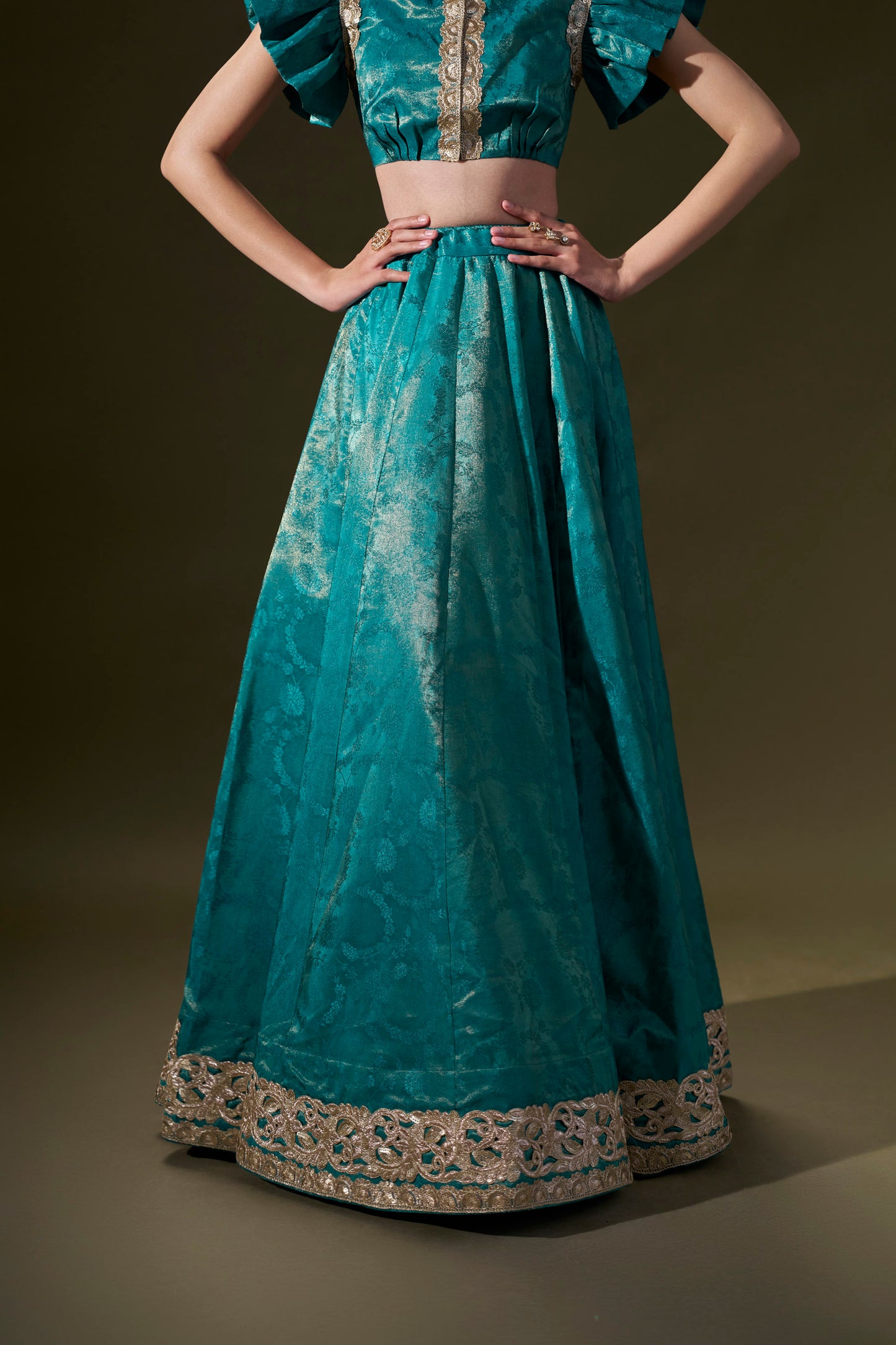 Teal Blue Top With Skirt