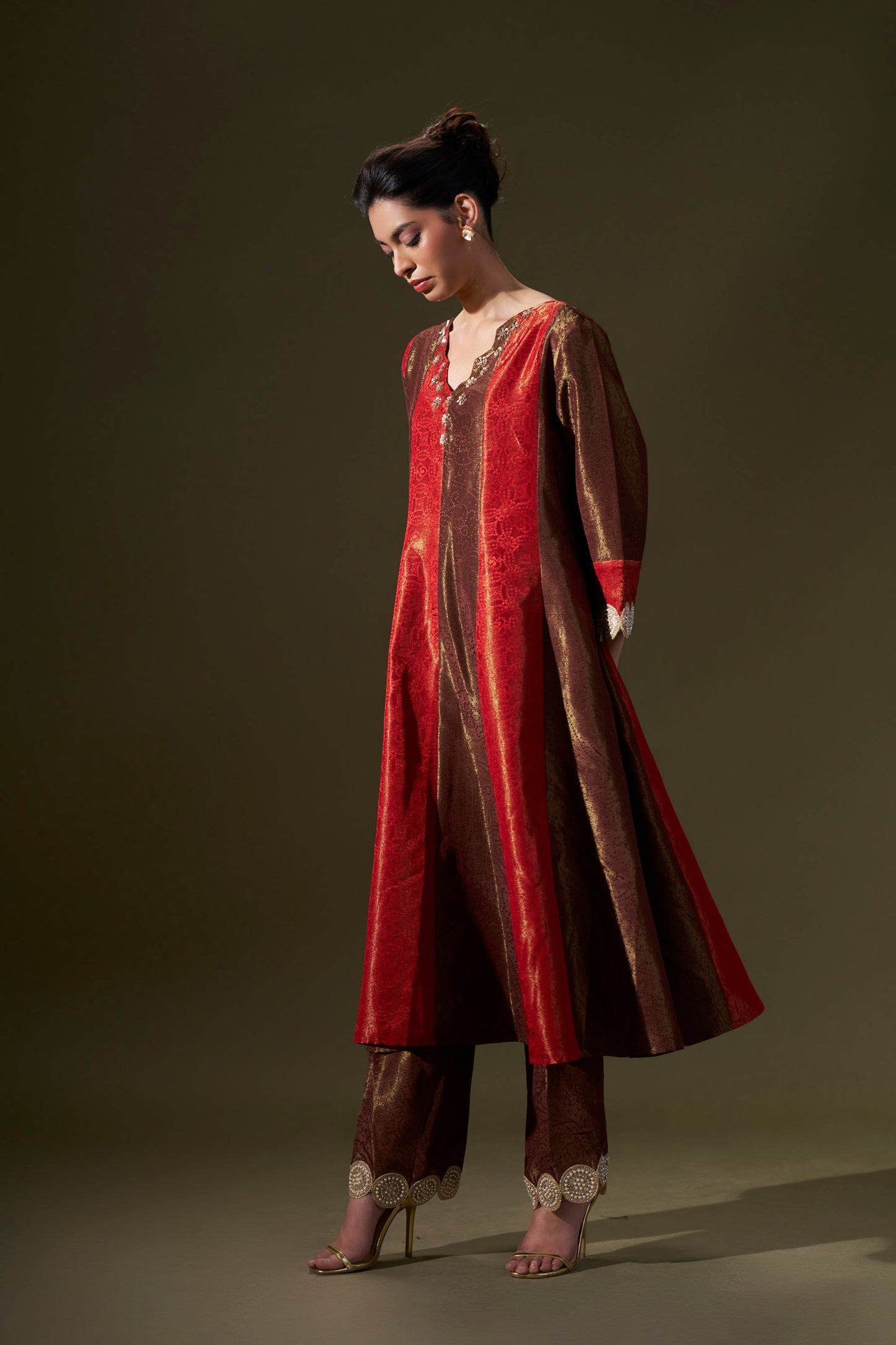 Red And Brown A-line Dress