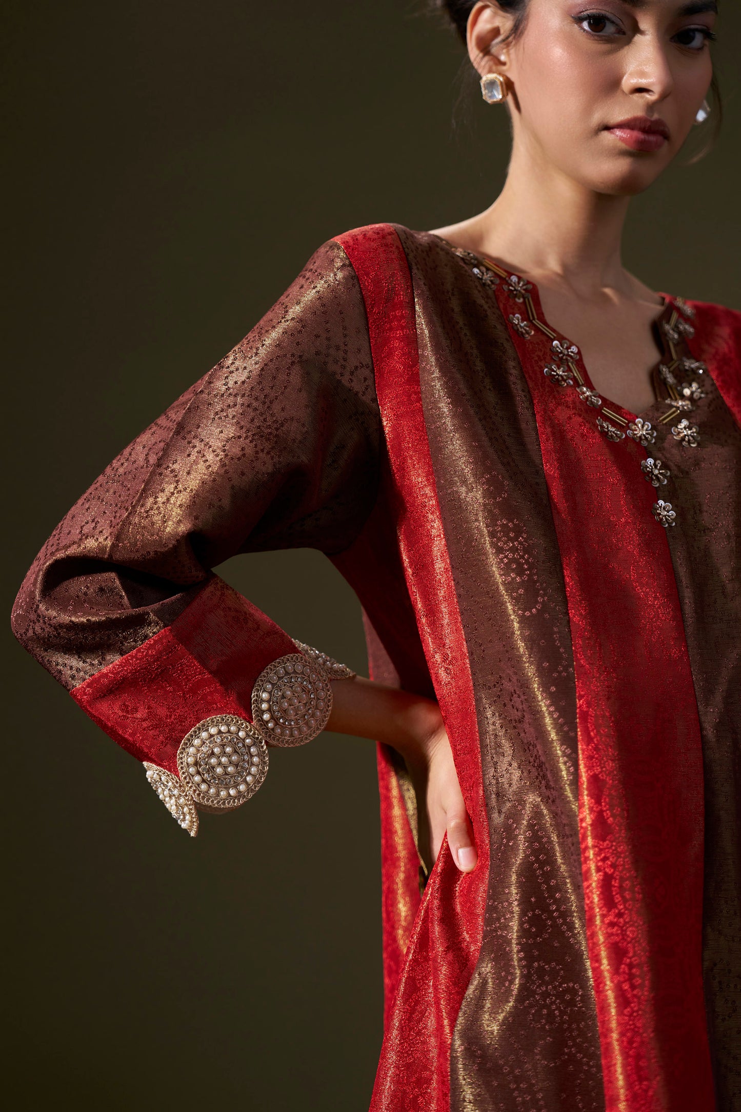 Red And Brown A-line Dress