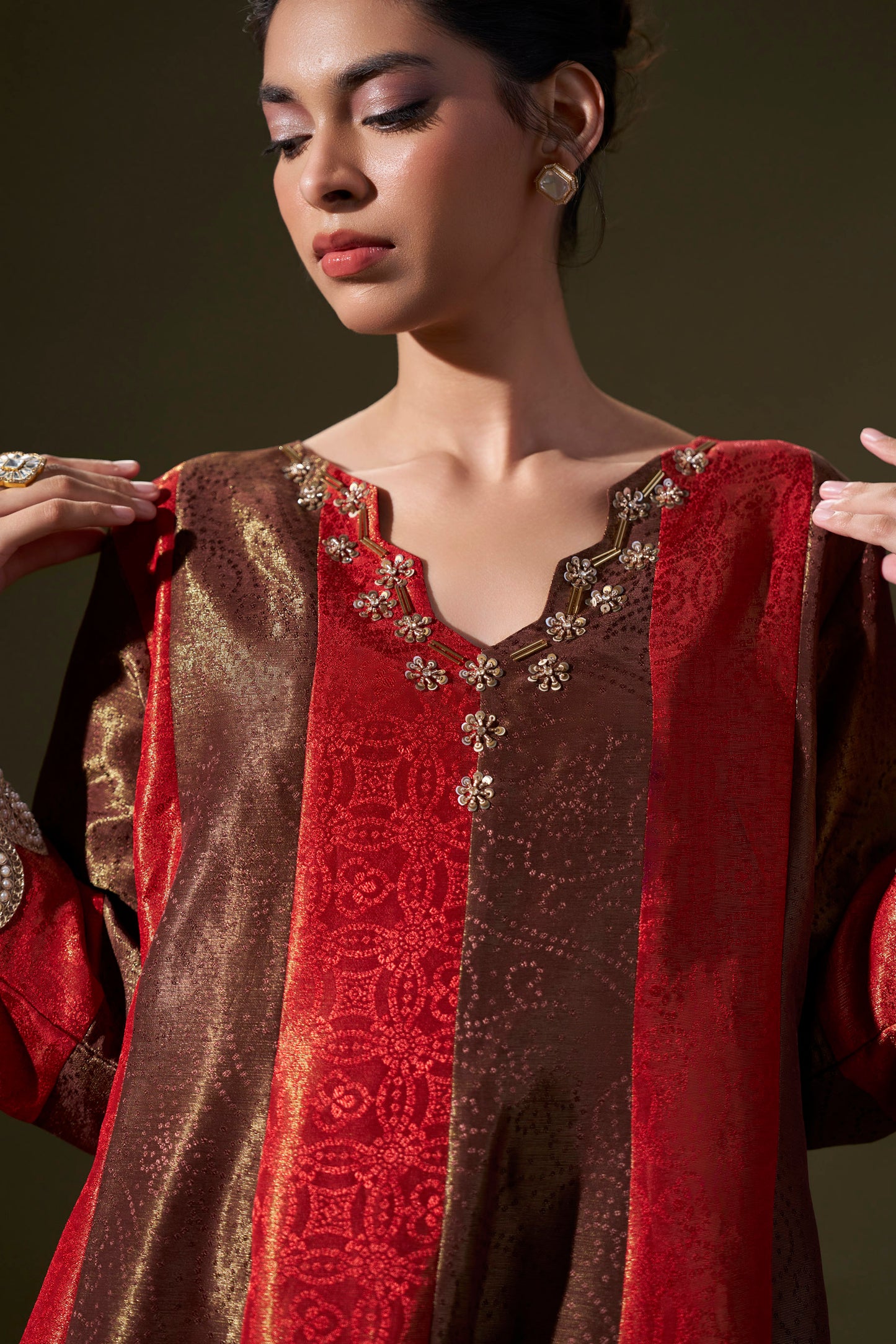 Red And Brown A-line Dress