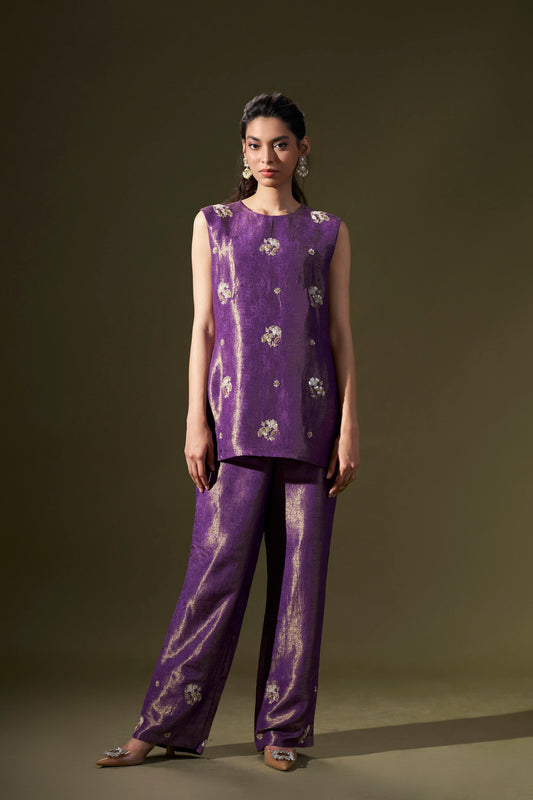 Purple Embellished Coord Set