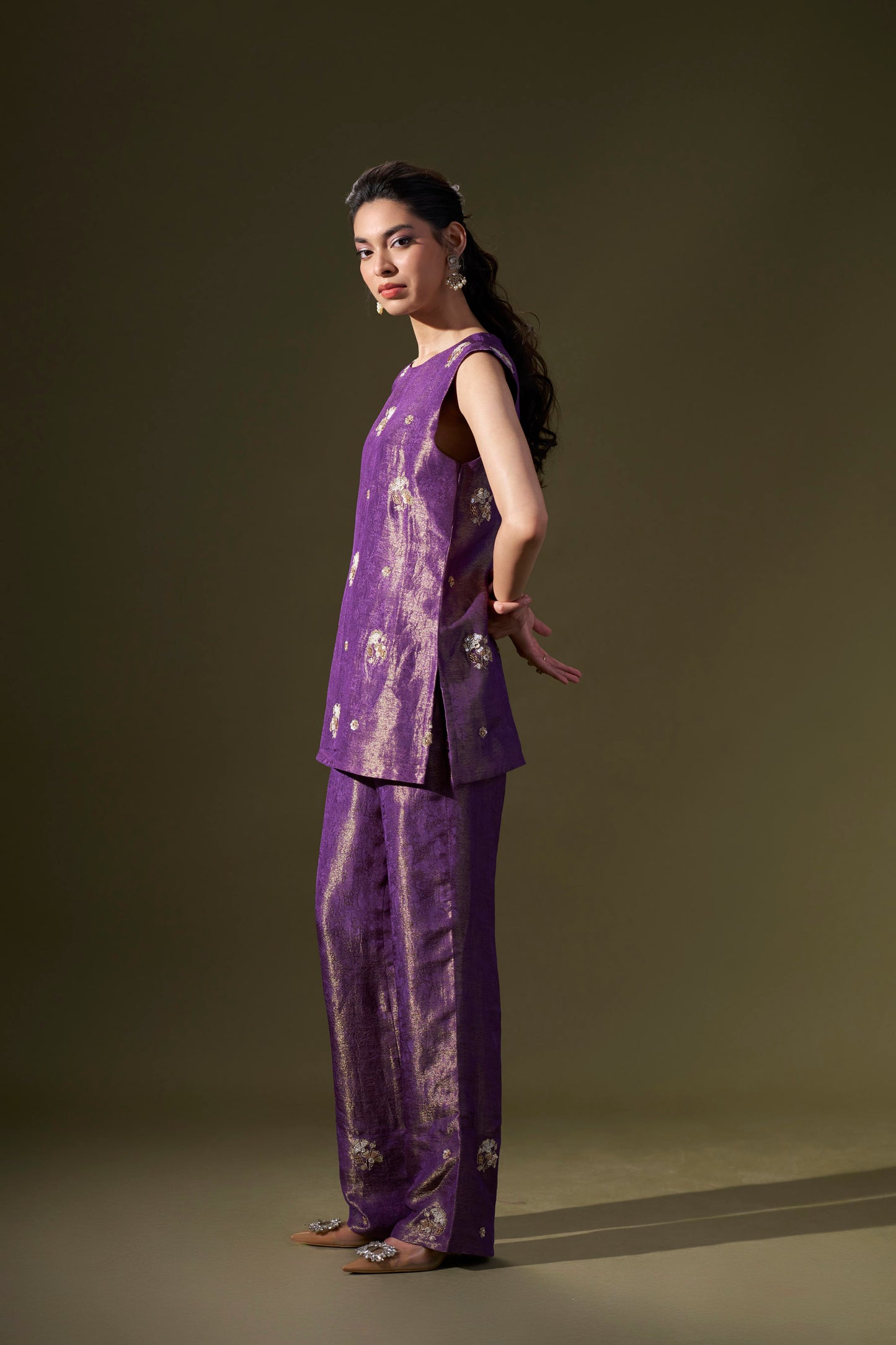 Purple Embellished Coord Set