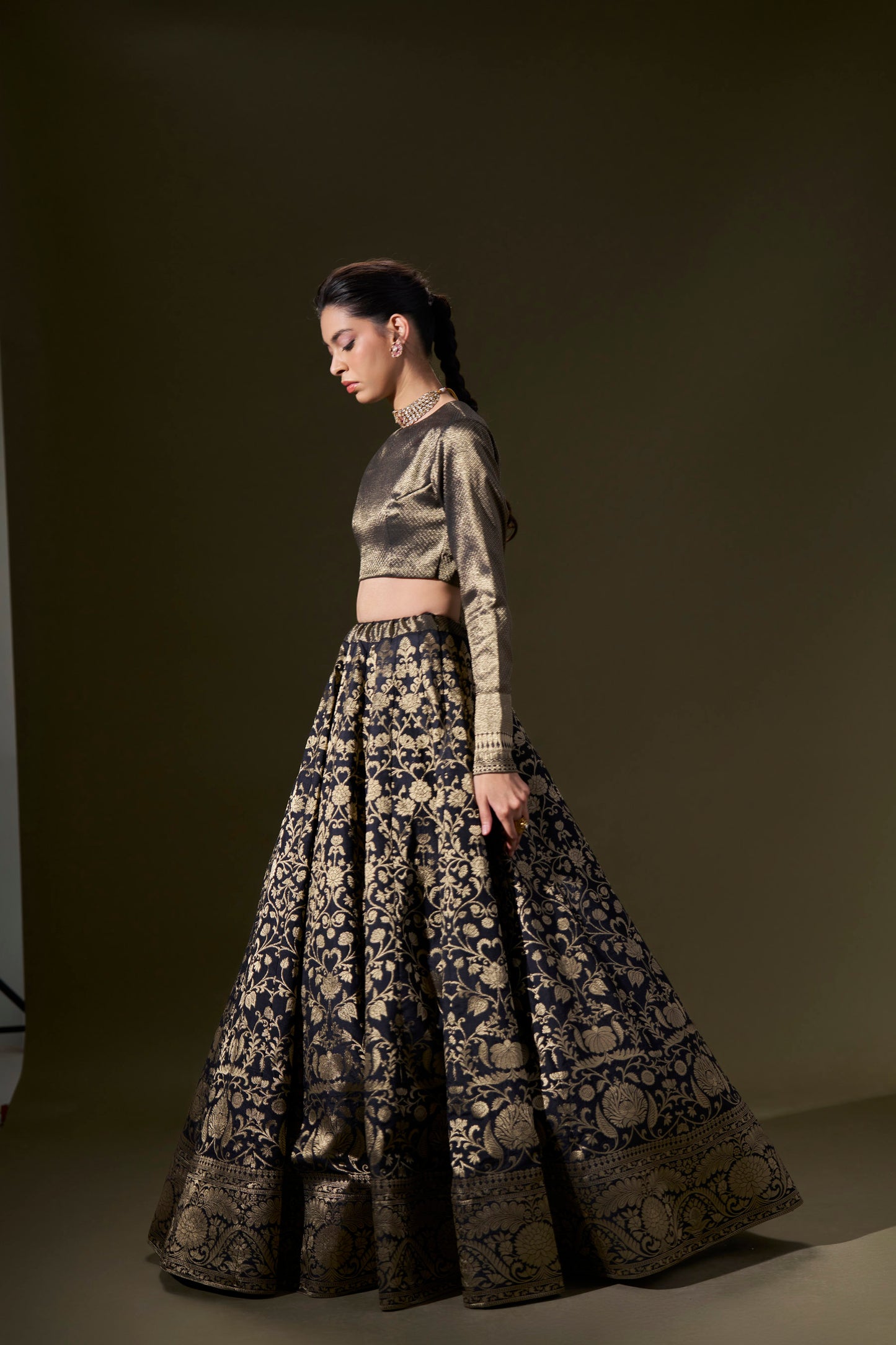 Black Brocade Skirt And Top