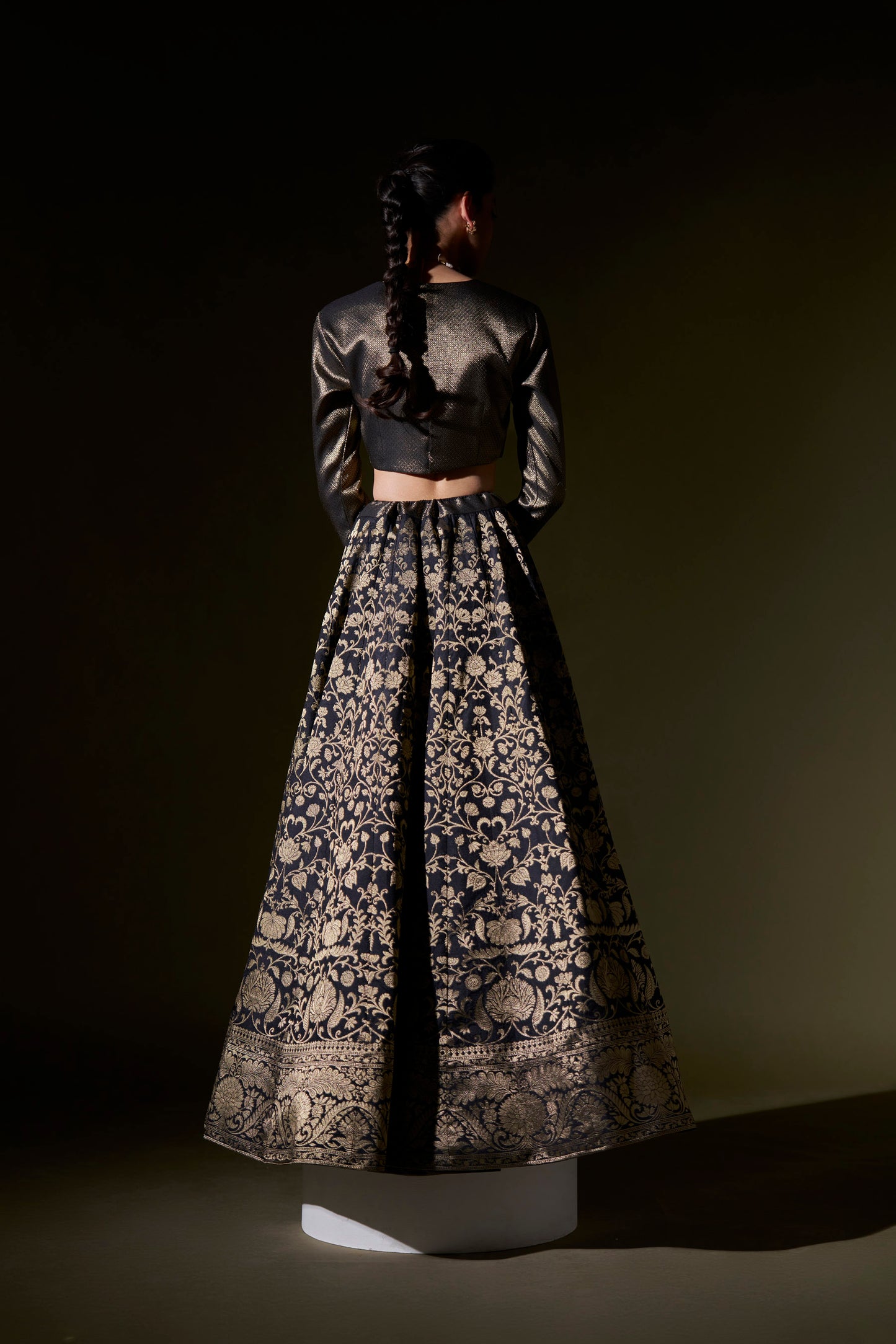 Black Brocade Skirt And Top