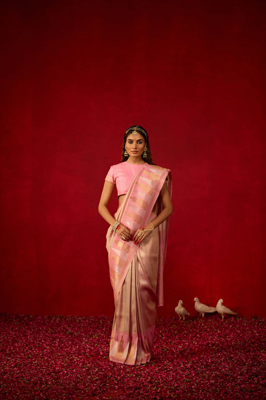 Pink Jacquard Banarasi Saree