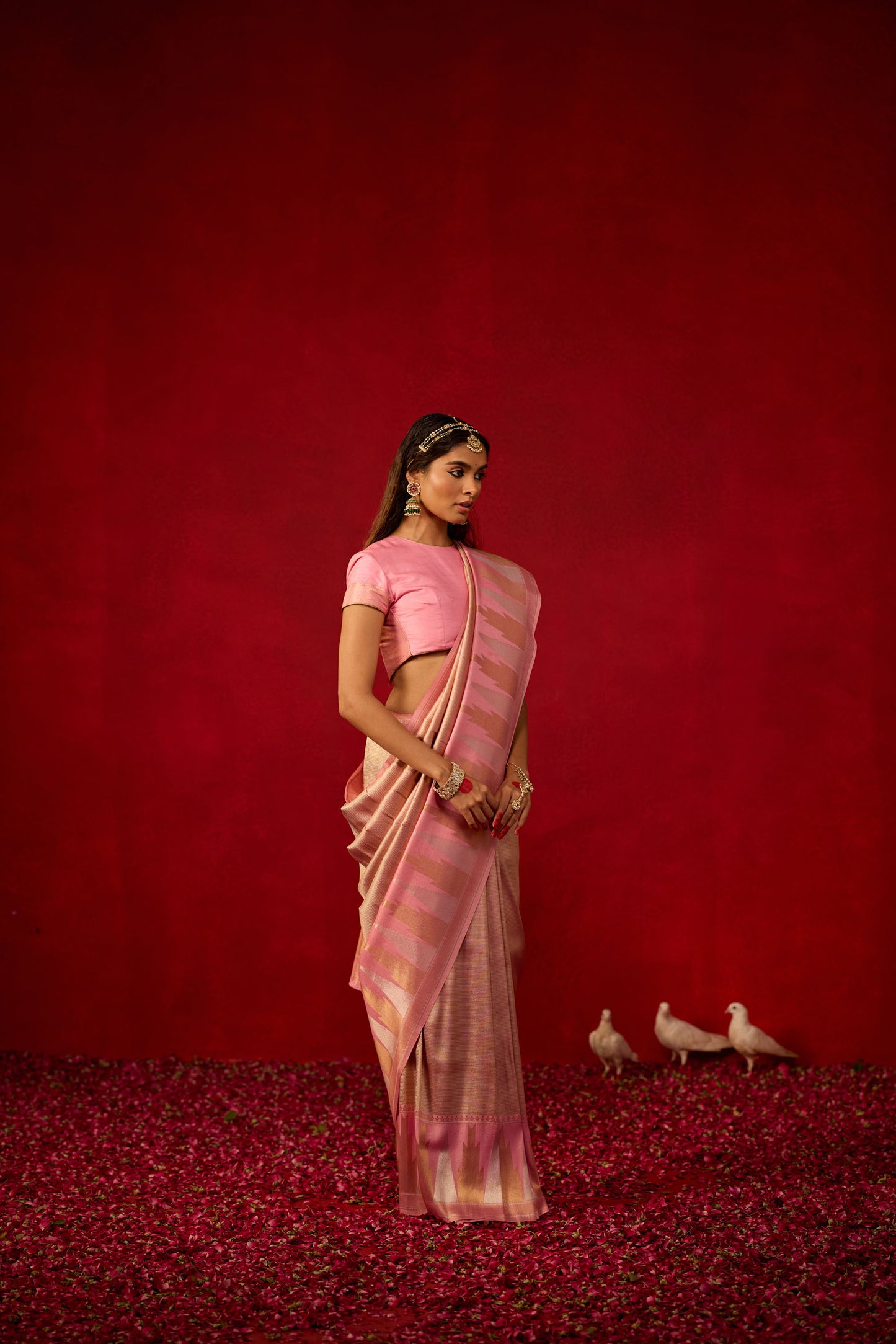 Pink Jacquard Banarasi Saree