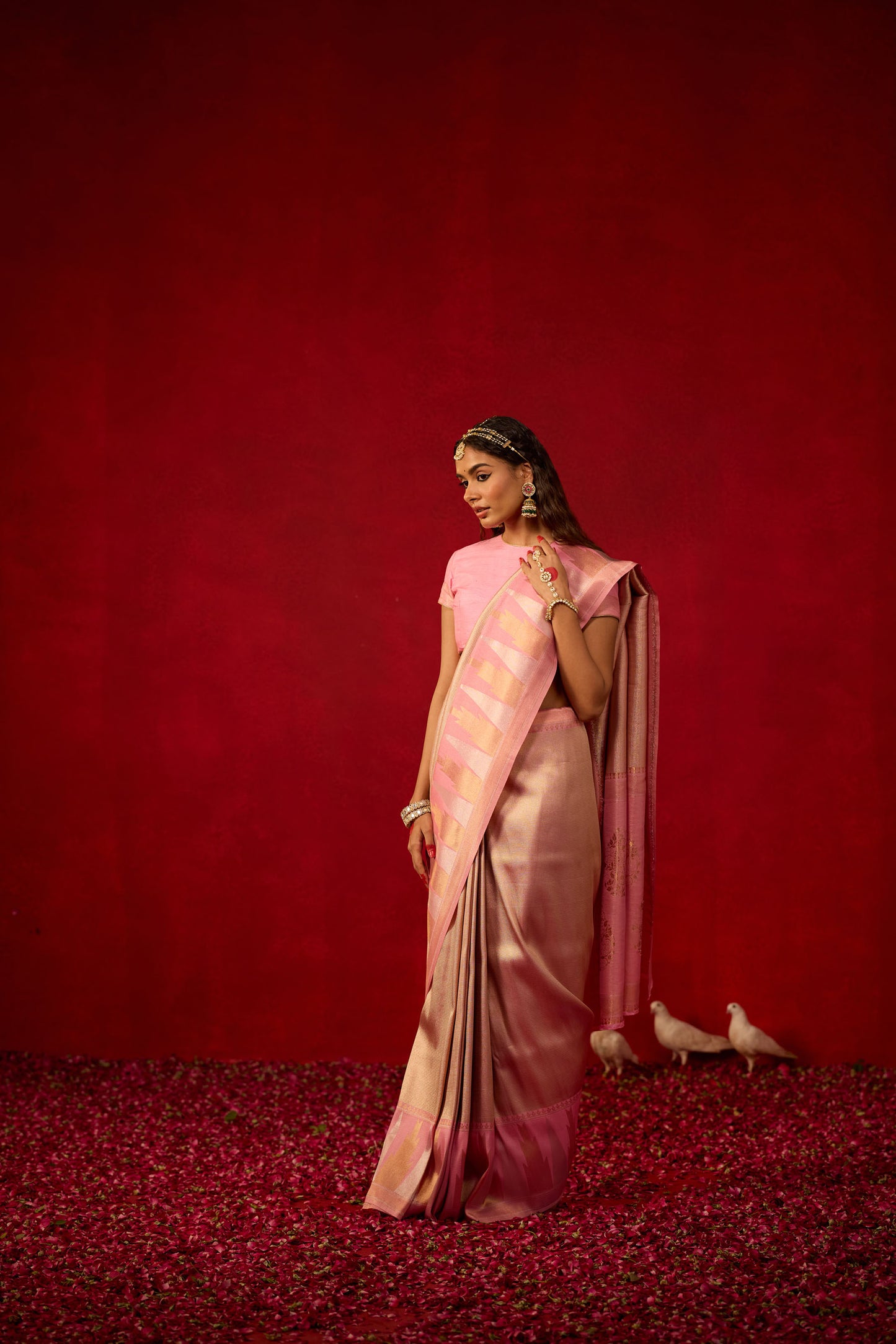 Pink Jacquard Banarasi Saree