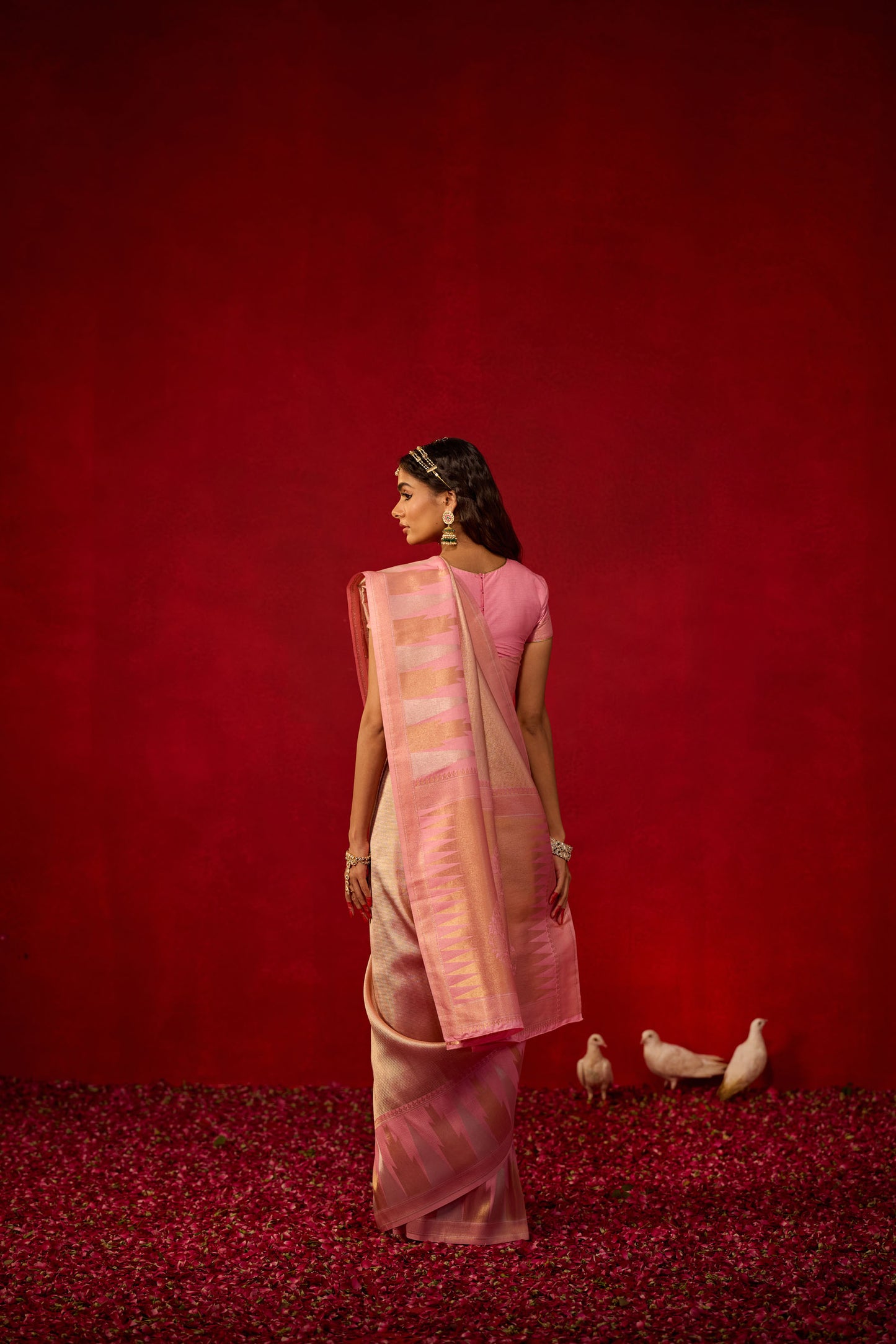 Pink Jacquard Banarasi Saree