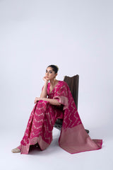 Hot Pink Banarasi Crush Saree