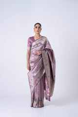 Lavendar jacquard saree