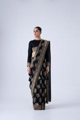 Black viscose saree with butta