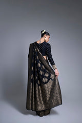 Black viscose saree with butta