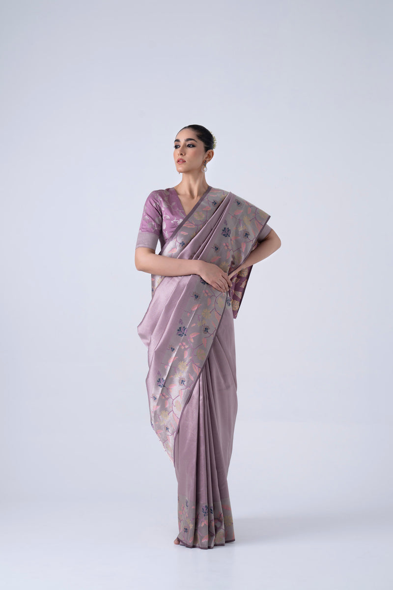 Lavendar jacquard saree