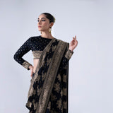 Black viscose saree with butta