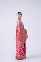 Pink Saree With Zizag Pattern