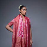 Pink Saree With Zizag Pattern