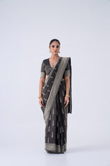 Black Silver Bansari Tissue Saree