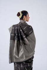 Black Silver Bansari Tissue Saree