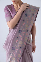 Lavendar jacquard saree