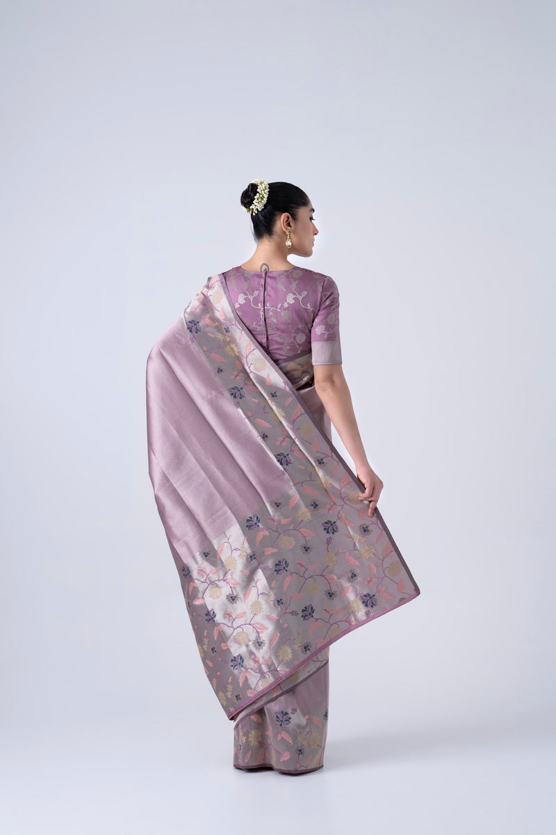 Lavendar jacquard saree