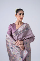 Lavendar jacquard saree