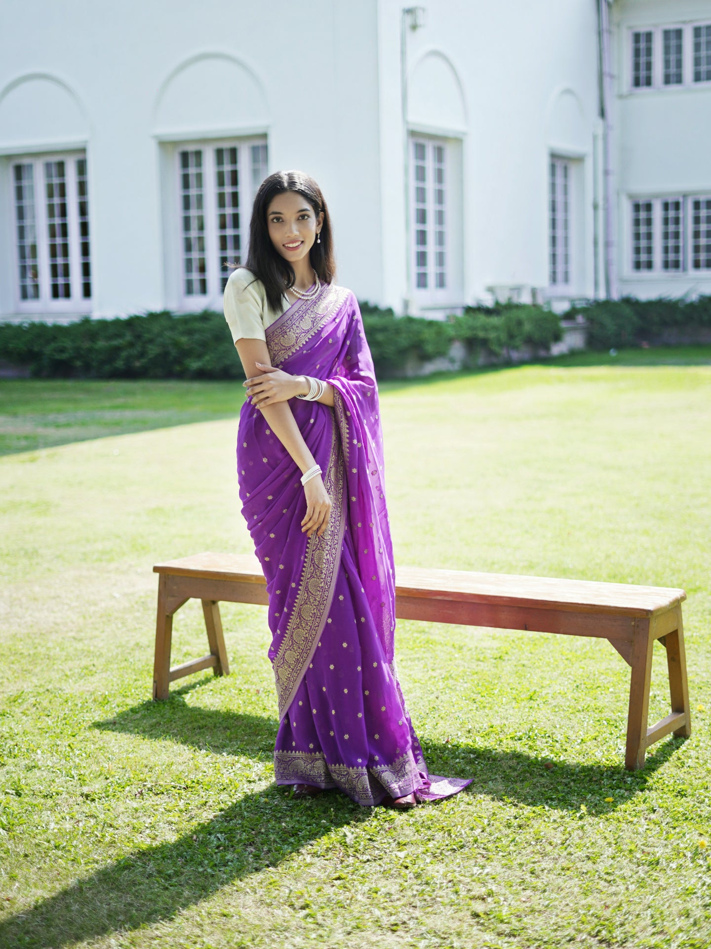 POOJA - VIOLET VISCOSE SAREE WITH SMALL BUTTIES