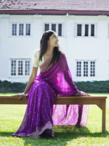 POOJA - VIOLET VISCOSE SAREE WITH SMALL BUTTIES