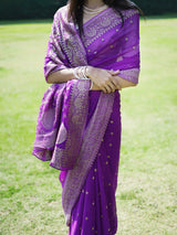 POOJA - VIOLET VISCOSE SAREE WITH SMALL BUTTIES