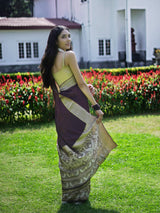 AKIRA - WINE VISCOSE PLAIN SAREE WITH DOUBLE BORDER