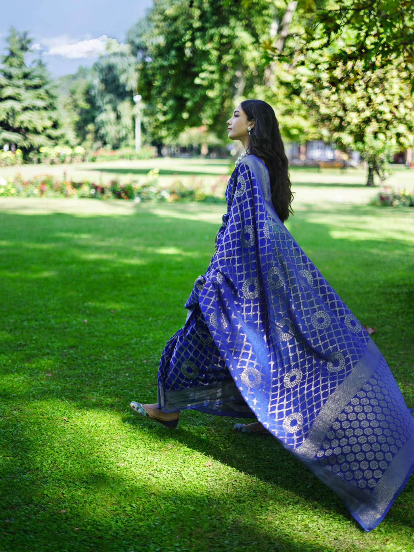 SEEMA - DARK BLUE VISCOSE JAAL SAREE