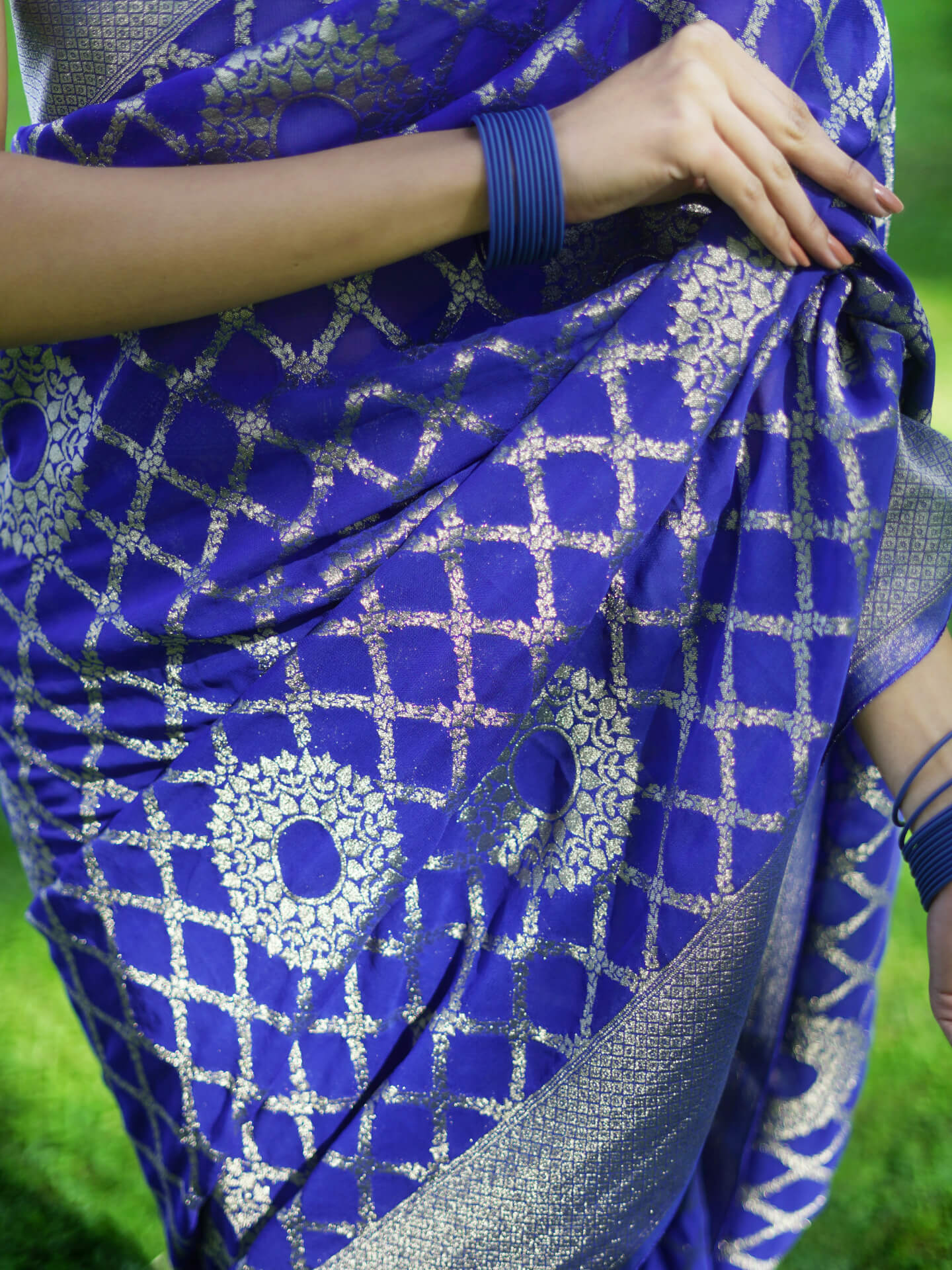 SEEMA - DARK BLUE VISCOSE JAAL SAREE