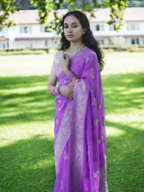 SIMRAN - PURPLE VISCOSE SAREE WITH BUTTIES FLORAL