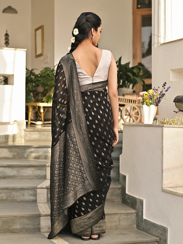 black viscose saree