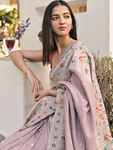 SHANAYA - DUSTY LAVENDER VISCOSE SAREE WITH COLOURFUL FLORAL BORDER