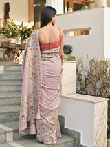 SHANAYA - DUSTY LAVENDER VISCOSE SAREE WITH COLOURFUL FLORAL BORDER