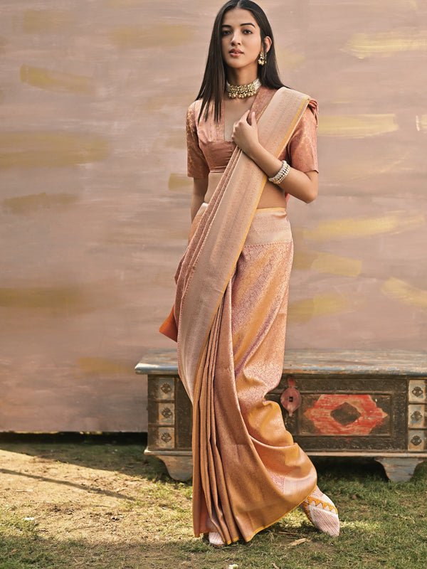tafeta two toned brocade saree
