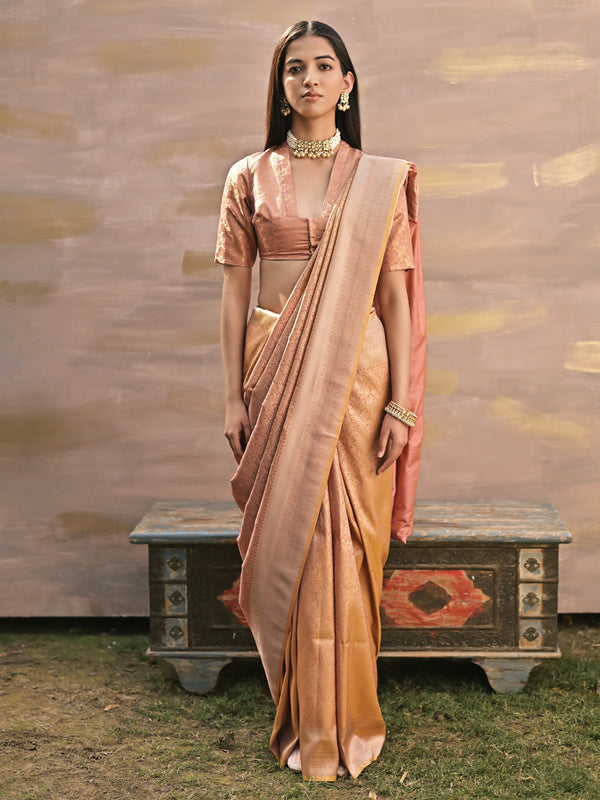 two-toned brocade saree