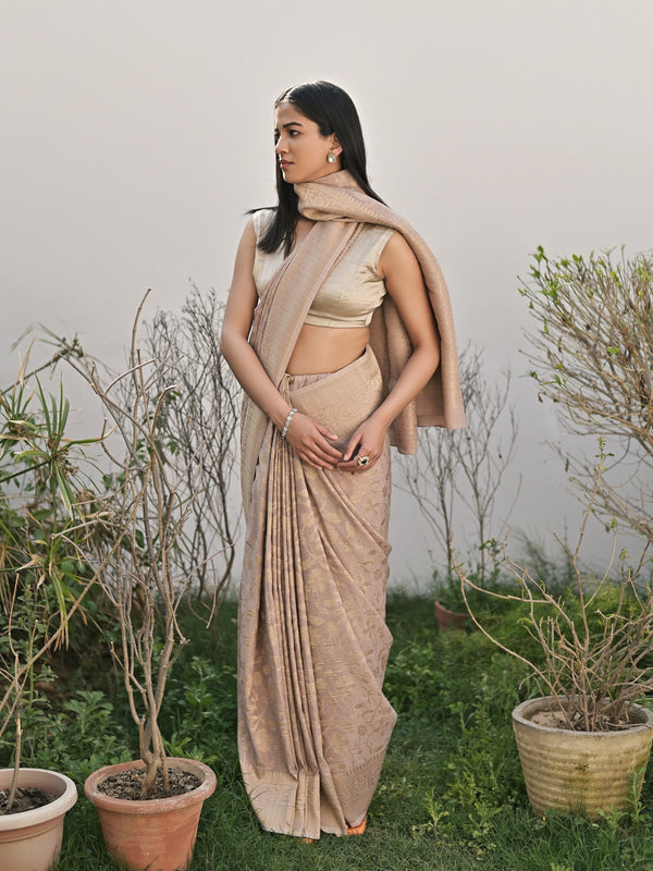 neutral-toned saree