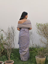 AHANA - LILAC CREPE SAREE WITH ALL-OVER FLORAL