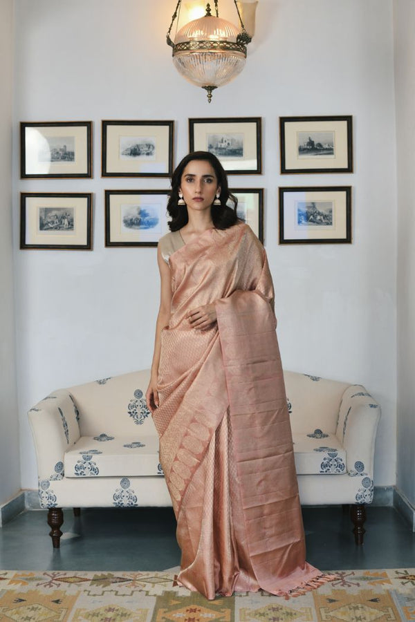 Neutral Silver Silk saree