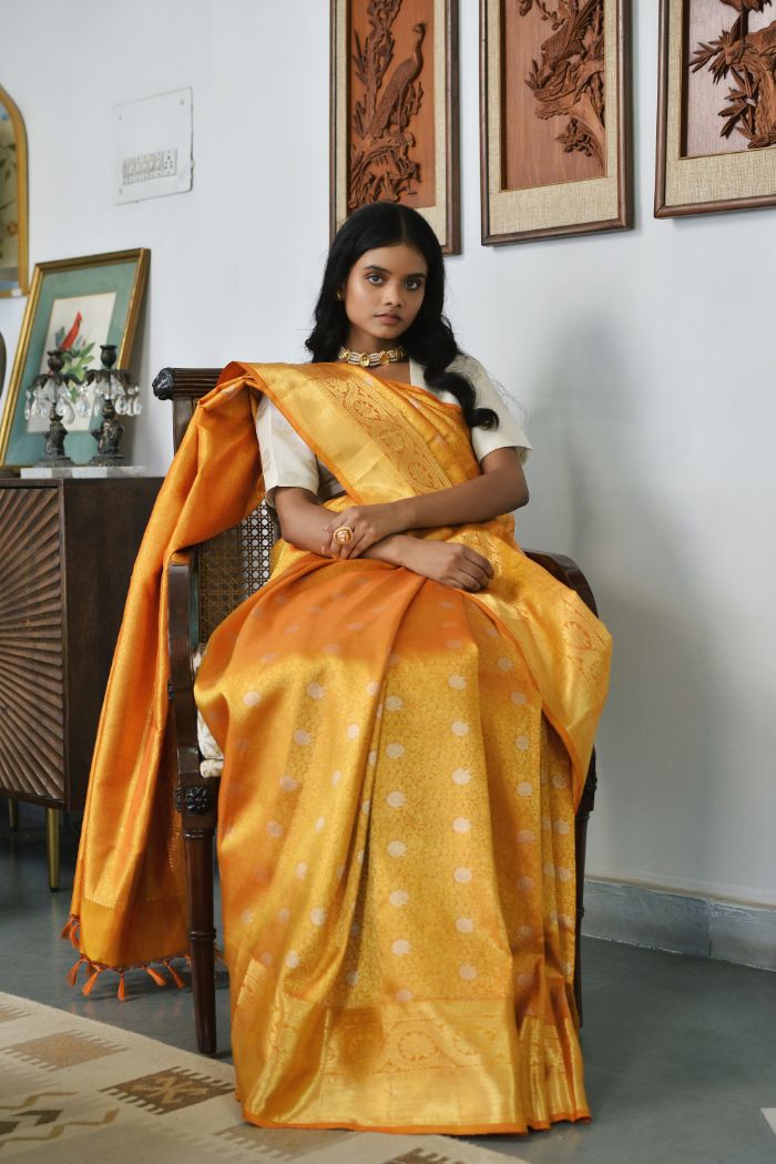 Yellow Tissue Silk Saree