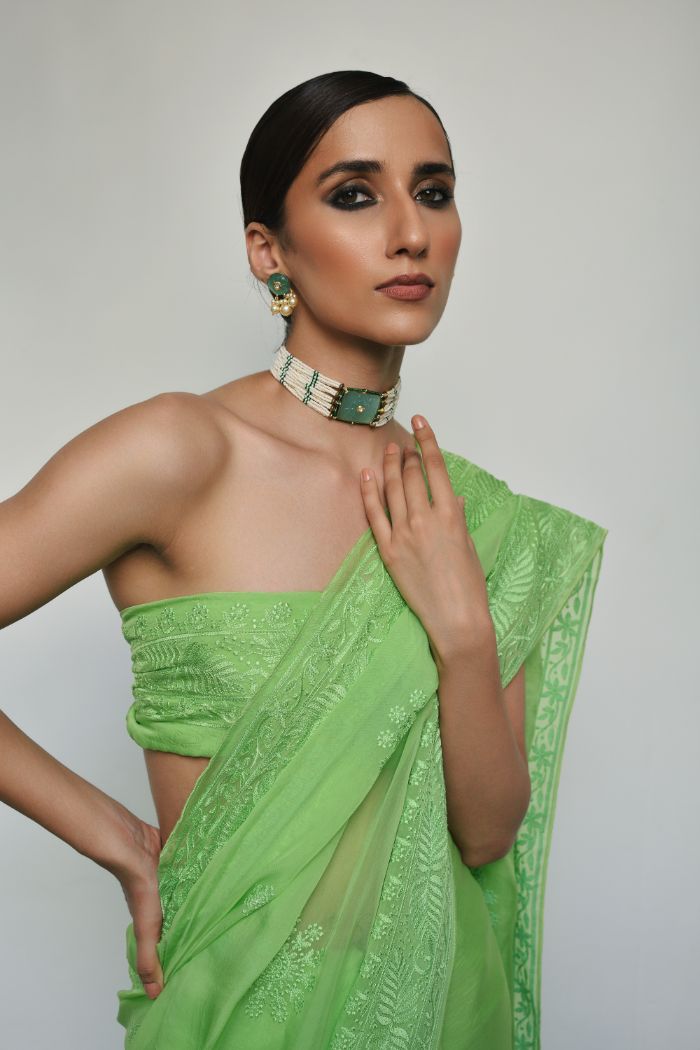 Organza Embroided Saree - Adah