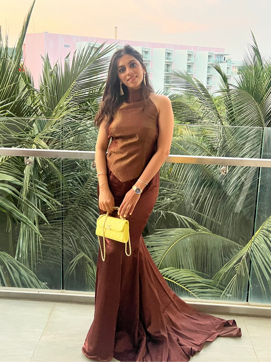 Brown Fishtail Skirt And Top