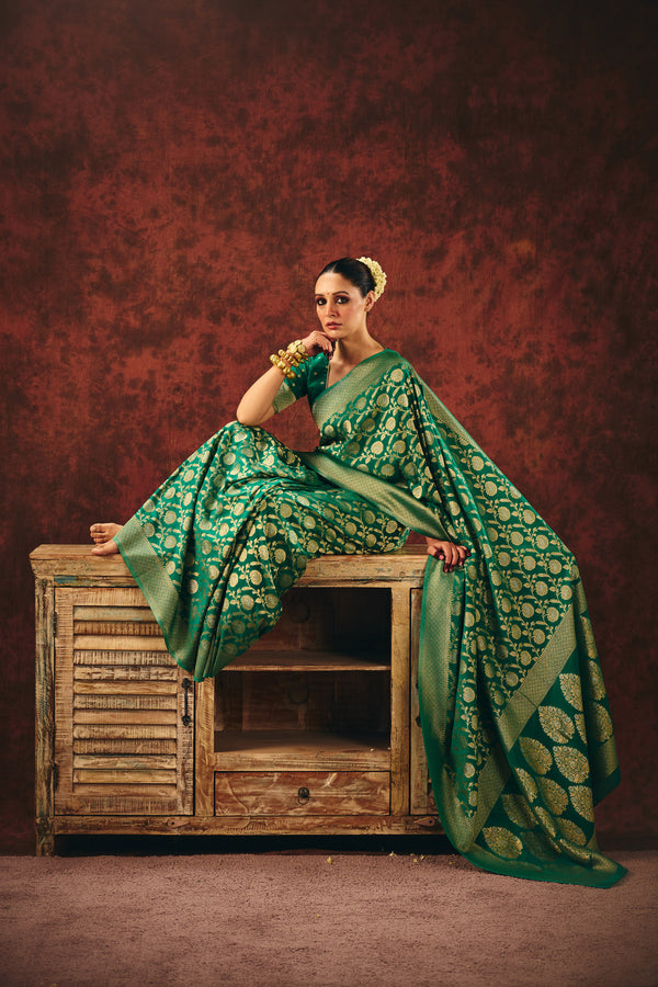 Emerald Royale Jacquard Saree